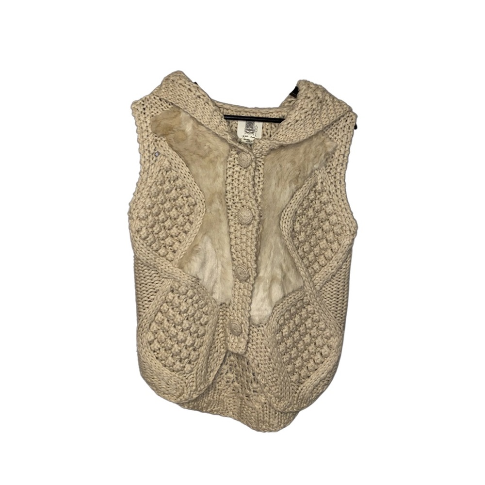 Lili’s Closet chunky knit faux fur hooded vest
